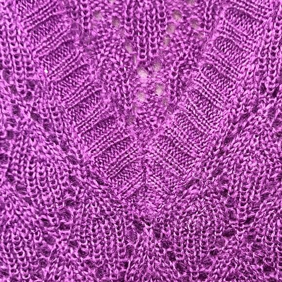 Y2K Delias Purple Size XS Deep V Sweater Knit Long Vest Cap Sleeve Mohair Blend - Picture 5 of 8